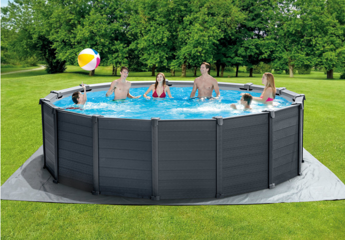 Intex Frame Pool Set Graphit Ø 478x124 cm, inkl. 6 m³ SX2100 Sandfilteranlage