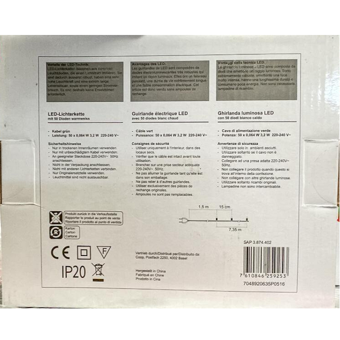 9 m Lichterkette 50 LED, Innenbereich