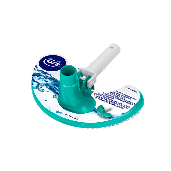 Gre Bodensauger Halbmondförmig – Pool-Bodensauger 26×15 cm mit umlaufenden mittelharten Bürsten und Schlauchanschluss Ø 32/38 mm für Rundungen