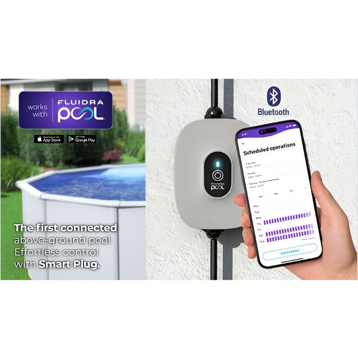 Smart Plug mit Smartphone und Zeitprogrammierung in der Fluidra Pool App