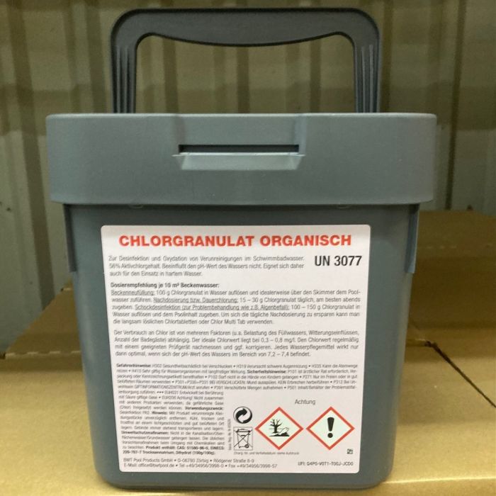 BWT myPOOL Chlorgranulat organisch 5 kg – Gebinde Rückansicht / Detailansicht