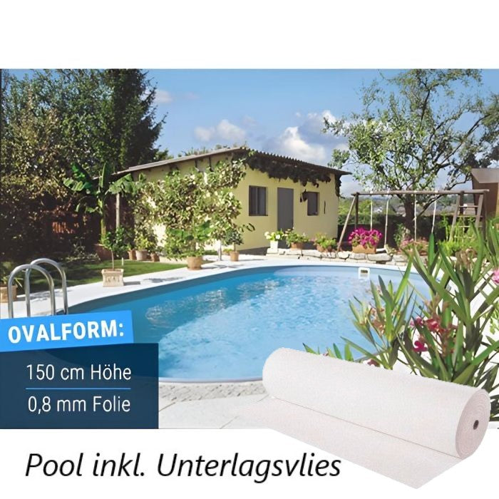 Stahlwandpool Compact deluxe oval, 150 cm Höhe, Folie 0,8 mm