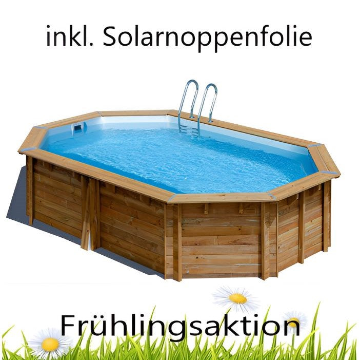 Gre Echtholzpool Safran 2 620x395x136 cm, inkl. Solarplane