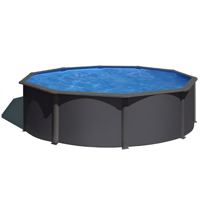 Runder Gre Stahlwandpool Anthracite mit 460 cm Durchmesser und 120 cm Höhe