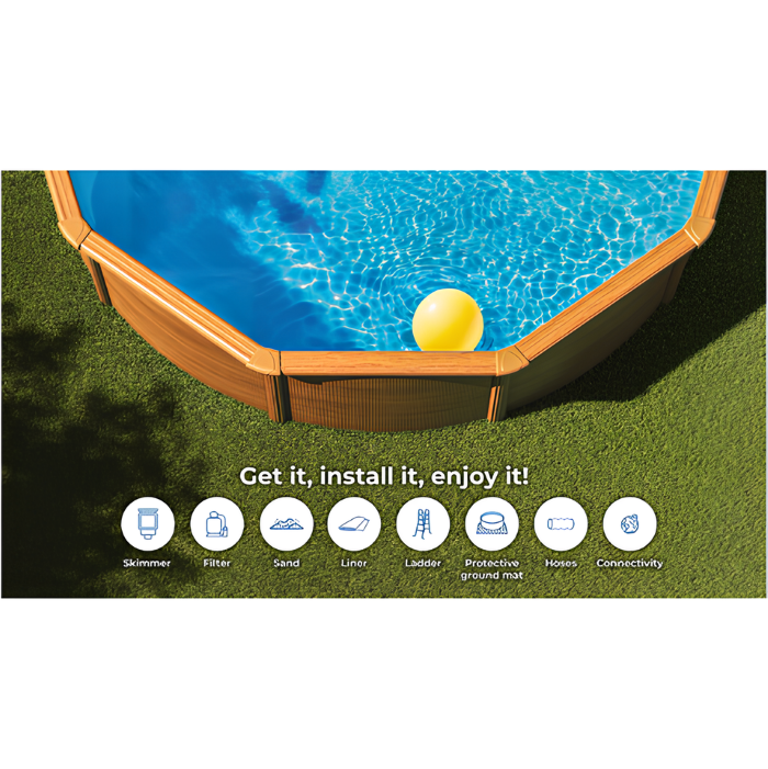 Gre Stahlwandpool Amazonia oval 610 x 375 x 132 cm – Draufsicht