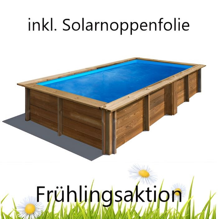 Gre Echtholzpool Lemon 375x200x68 cm, inkl. Solarnoppenfolie