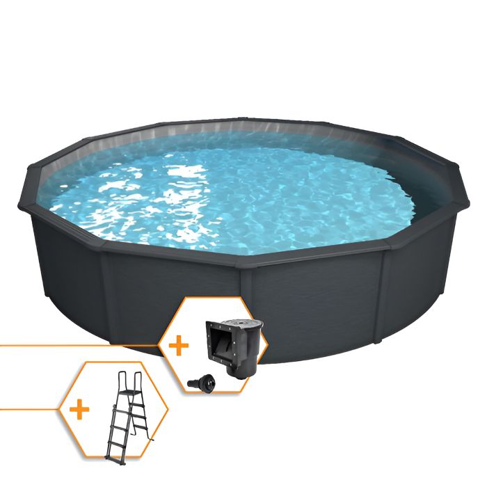 Steinbach Stahlwandpool Nuovo de Luxe II 360x120 cm, anthrazit