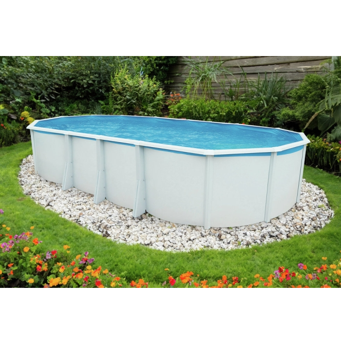 Steinbach Stahlwandpool Highline oval 730x366x132 cm – Gartenansicht