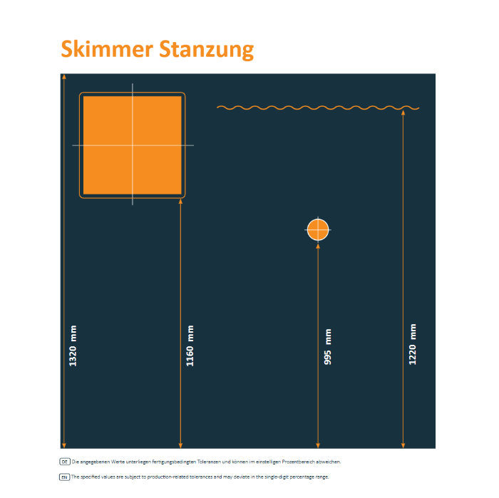 Steinbach Highline oval Skimmer Stanzung Maßzeichnung