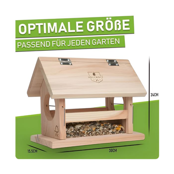 Vogelfutterhaus Birdie 2.0, Maße des Vogelfutterhauses, optimale Größe für jeden Garten
