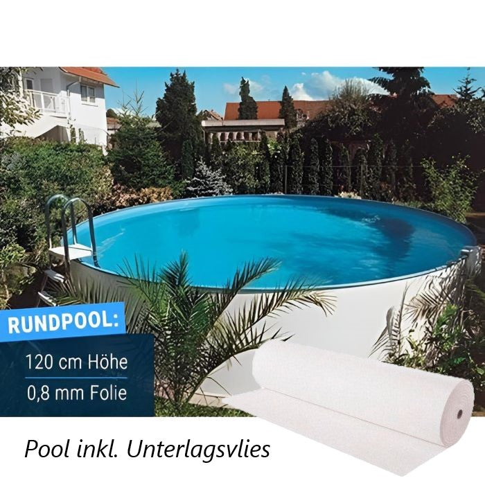 Stahlwandpool Compact Deluxe rund, 120 cm Höhe, Folie 0,8 mm, Folie SAND