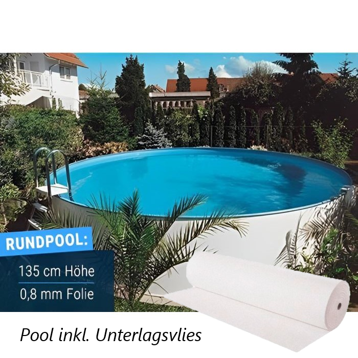 Stahlwandpool Compact Deluxe rund, 135 cm Höhe, Folie 0,8 mm