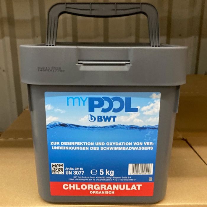 BWT myPOOL Chlorgranulat organisch 5 kg – schnelllösliches Desinfektionsgranulat für Pools
