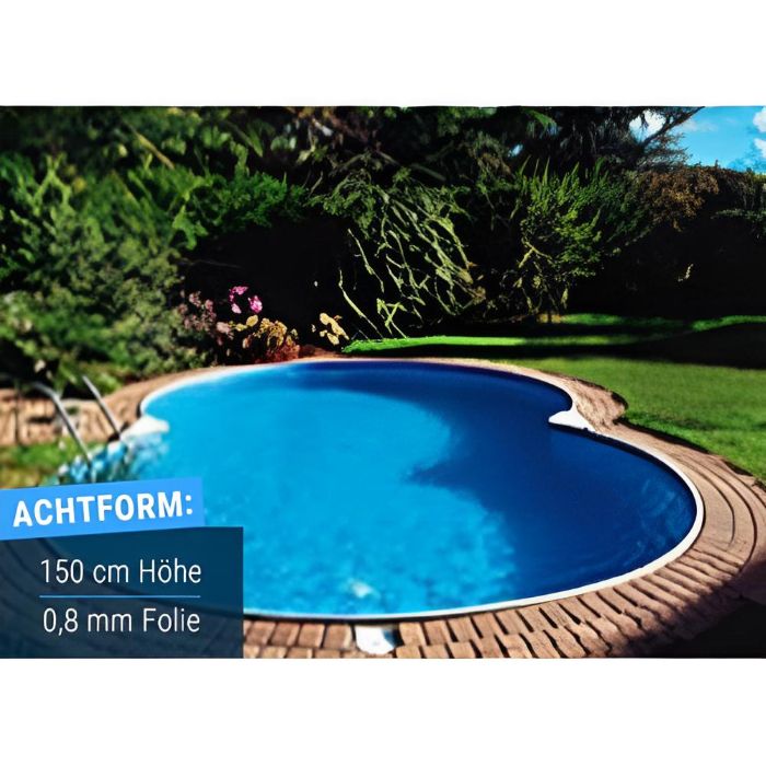 Stahlwandpool Compact Deluxe achtform, 150 cm Höhe, Folie 0,8 mm