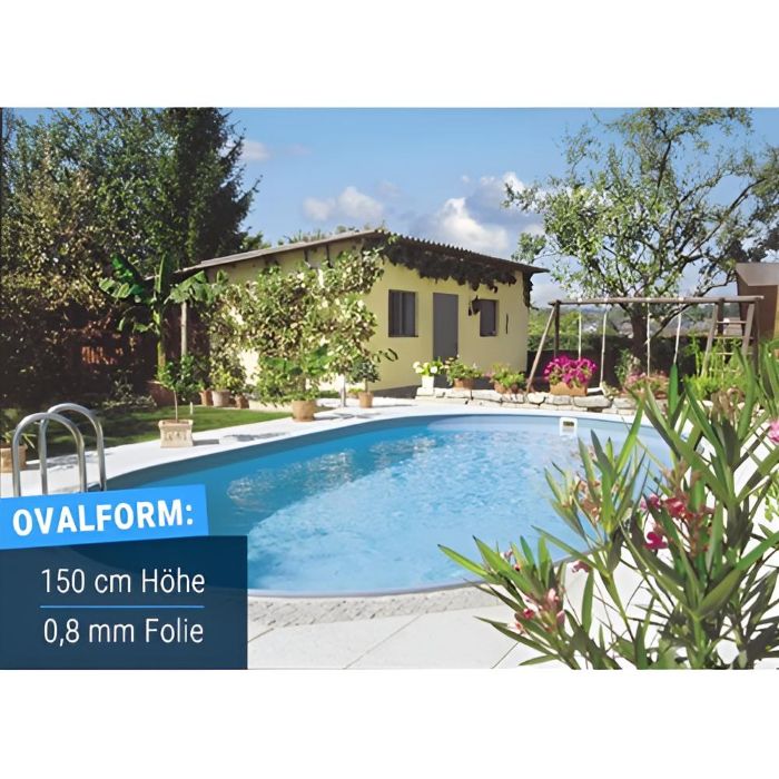 Stahlwandpool Compact deluxe oval, 150 cm Höhe, Folie 0,8 mm
