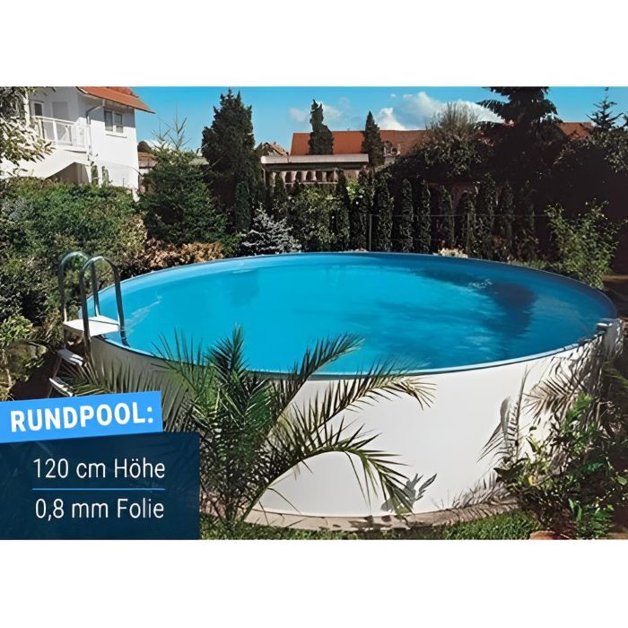 Stahlwandpool Compact Deluxe rund, 120 cm Höhe, Folie 0,8 mm, Folie SAND