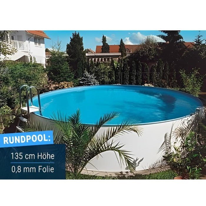 Stahlwandpool Compact Deluxe rund, 135 cm Höhe, Folie 0,8 mm