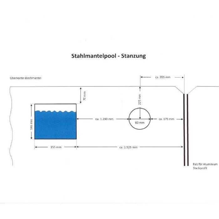 Stahlwandpool Compact oval, 150 cm Höhe, Folie 0,6 mm